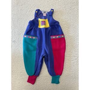 Vintage Gymboree Infant Colorblock Fleece Overalls Size 12 Months